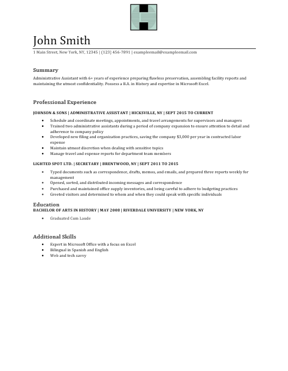 administrative assistant resume