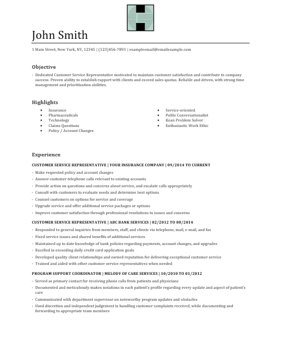 customer service resume