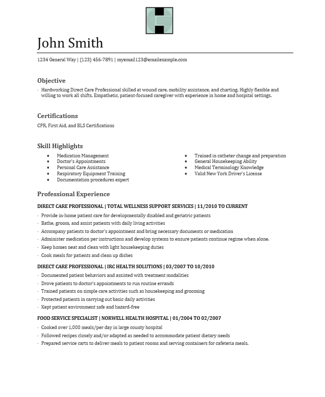 direct care worker resume sample direct care worker resume